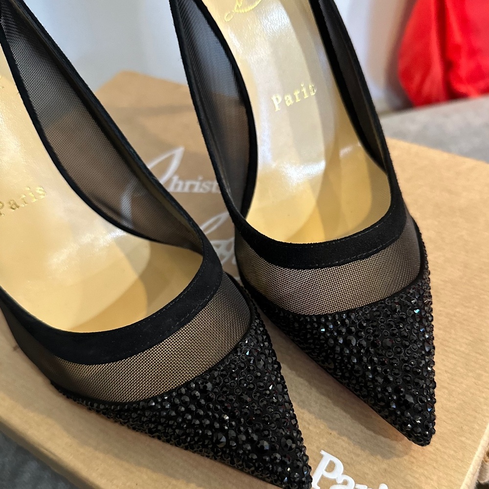 Christian Louboutin Galativi Strass Black Pump 40 10 Authentic NIB.